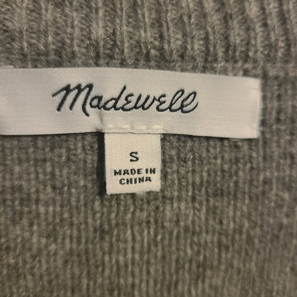 Madewell | Women's Gray 100% Wool Drawstring Lace Up Neck Sweater (Size Small) - Picture 3 of 12